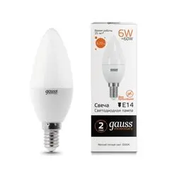 Светодиодная лампа Gauss Свеча 6W 420Lm 3000K E14 33116