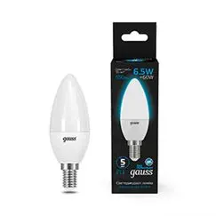 Светодиодная лампа Gauss Свеча 6,5W 550Lm 6500K E14 103101307
