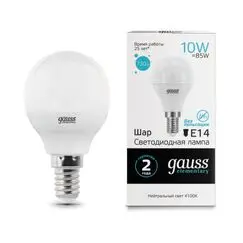 Светодиодная лампа Gauss Шар 10W 730Lm 4100K E14 53120