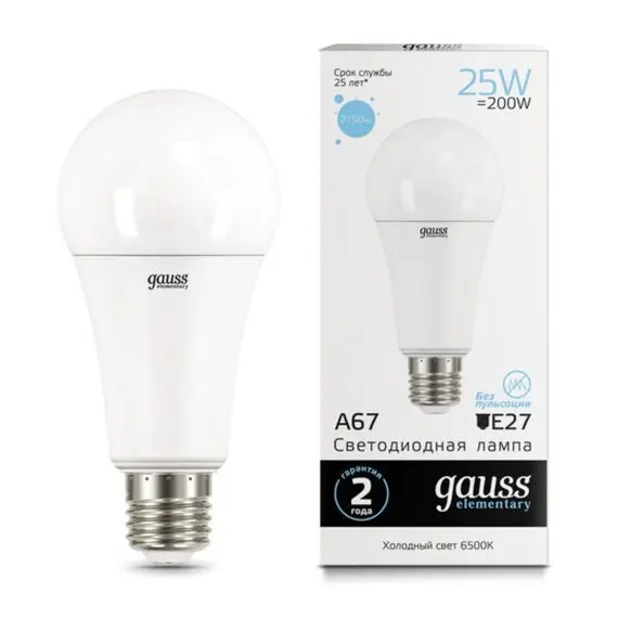 Светодиодная лампа Gauss A67 25W 2150Lm 6500K E27 73235