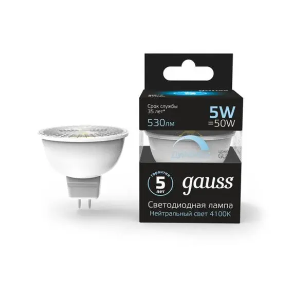 Светодиодная лампа Gauss Софит 5W 530Lm 4100K GU10 101506205-D