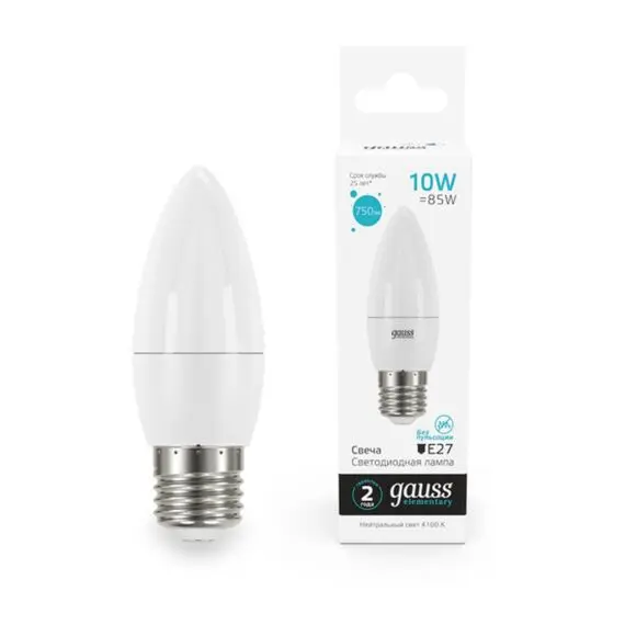 Светодиодная лампа Gauss Свеча 10W 750Lm 4100K E27 30220