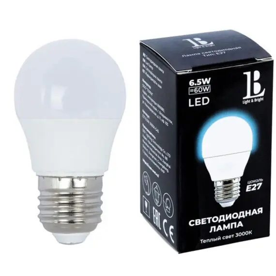 Светодиодная лампа L&B 6W 520Lm 3000K E27 E27-6,5W-3000K-G45