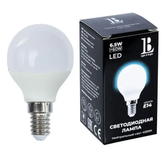 Светодиодная лампа L&B 6W 520Lm 4000K E14 E14-6,5W-4000К-G45