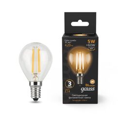 Светодиодная филаментная лампа Gauss Шар 5W 420Lm 2700K E14 105801105