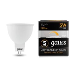 Светодиодная лампа Gauss Софит 5W 500Lm 3000K GU5.3 101505105-D