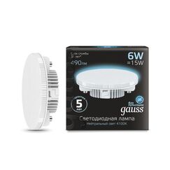 Светодиодная лампа Gauss 6W 490Lm 4100K GX53 108008206