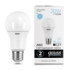 Светодиодная лампа Gauss A60 20W 1750Lm 6500K E27 23239