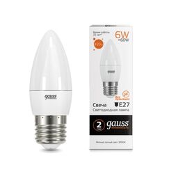 Светодиодная лампа Gauss Свеча 6W 420Lm 3000K E27 33216