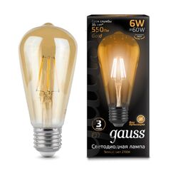 Светодиодная филаментная лампа Gauss ST64 6W 550Lm 2400K E27 102802006