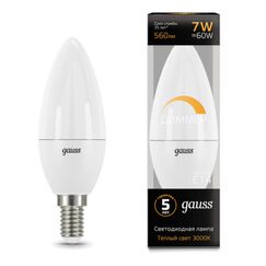 Светодиодная лампа Gauss Свеча 7W 560Lm 3000K E14 103101107-D