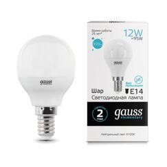 Светодиодная лампа Gauss Шар 12W 920Lm 4100K E14 53122