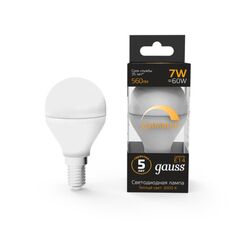 Светодиодная лампа Gauss Шар 7W 560Lm 3000K E14 105101107-D