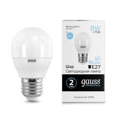 Светодиодная лампа Gauss Шар 8W 560Lm 6500K E27 53238