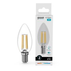 Светодиодная филаментная лампа Gauss FILAMENT ELEMENTARY Свеча 10W 670Lm 4100K E14 32120