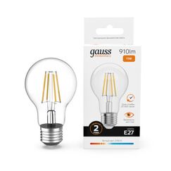 Светодиодная филаментная лампа Gauss FILAMENT ELEMENTARY A60 11W 910Lm 2700K E27 22211