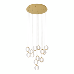 SL6520.303.13 Светильник подвесной ST-Luce латунь/прозрачный с пузырьками воздуха LED 1*65W 4000K HELMI