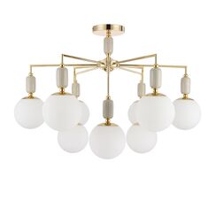 6580/9C CLASSI LN25 54 французское золото, серый/белый металл, керамика/стекло Люстра потолочная E14 9*40W 220V VIVIEN