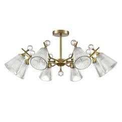 8046/8C CLASSI LN25 77 латунь/прозрачное стекло Люстра потолочная Е14 8*40W 220V AURICA