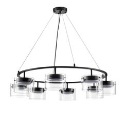 8232/8 COMFI LN25 193 черный/прозрачный, металл/стекло Светильник подвесной LED GX70 8*10W 220V NATALINA