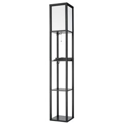 8093/1F COMFI LN25 361 черный/белый, дерево/текстиль Торшер Е27 1*60W 220V PRACTIC