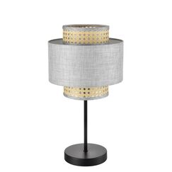8043/1T MODERNI LN25 266 черный/серый/бежевый, металл/текстиль/ротанг Настольная лампа Е27 1*60W 220V LAUNA