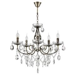 8190/5 CLASSI LN25 24 античная бронза, металл/хрусталь Люстра E14 5*40W 220V LINN