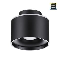 358971 OVER NT22 350 черный Светильник накладной с переключ. цв. температуры IP20 LED 3000К\4000К\6000К 12W вниз + 3W вверх 110-265V GIRO