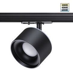 358974 PORT NT22 222 черный Светильник трековый однофазный трехжильный с переключ. цв. температуры IP20 LED 3000К\4000К\6000К 12W вниз + 3W вверх 110