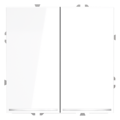 Проходной переключатель встраиваемый VOLTUM S70 двухклавишный с подсветкой 10А, (белый глянцевый)