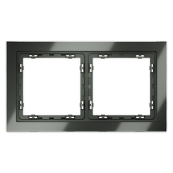 Рамка стеклянная VOLTUM S70 на 2 поста, (титан, стекло)