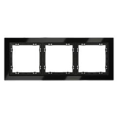 Рамка стеклянная VOLTUM S70 на 3 поста, (черный,стекло)
