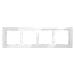 Рамка стеклянная VOLTUM S70 на 4 поста, (белый, стекло)