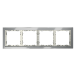 Рамка стеклянная VOLTUM S70 на 4 поста, (сталь, стекло)