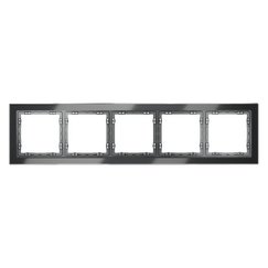 Рамка стеклянная VOLTUM S70 на 5 постов, (графит, стекло)