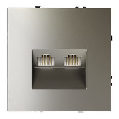 Розетка компьютерная встраиваемая VOLTUM S70 двойная RJ45+RJ45 кат.6, (шелк)