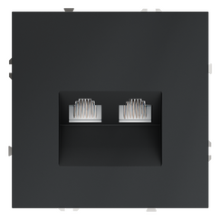 Розетка компьютерная встраиваемая VOLTUM S70 двойная RJ45+RJ45 кат.6, (графит)