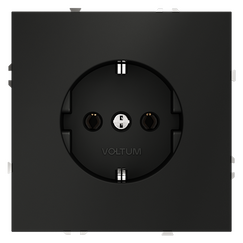 Розетка встраиваемая VOLTUM S70 с заземлением 16А, (черный матовый)