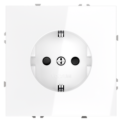 Розетка встраиваемая VOLTUM S70 с заземлением и защитными шторками, 16А, (белый глянцевый)