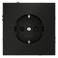 Розетка встраиваемая VOLTUM S70 с заземлением и защитными шторками, 16А, (черный матовый)