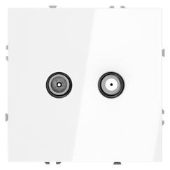 Розетка телевизионная встраиваемая VOLTUM S70 оконечная TV+SAT, (белый глянцевый)