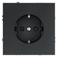 Розетка встраиваемая VOLTUM S70 с заземлением и защитными шторками, 16А, (графит)