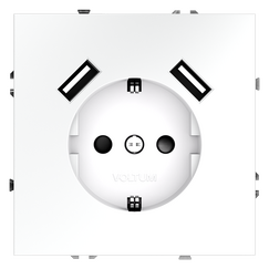 Розетка встраиваемая VOLTUM S70 с заземлением и защитными шторками, 16А, с USB, A+A, (белый матовый)