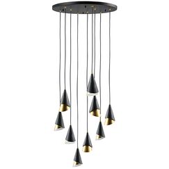 757090 Люстра CONE 9х40W E14 ЧЕРНЫЙ /ЗОЛОТО