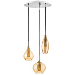 803053 Подвес PENTOLA 3х25W G9 ХРОМ/ЯНТАРЬ