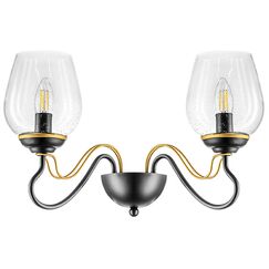 734627 Бра BOLLA 2х40W E14 ЧЕРНЫЙ/ЗОЛОТО/ПРОЗРАЧНЫЙ