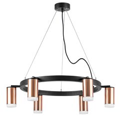 LR0163060 Люстра RULLO 6х50W GU10 ЧЕРНЫЙ/МЕДЬ (571016+214430-6+202430-6)