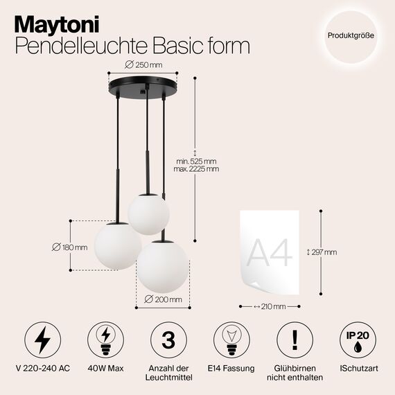 Подвесной светильник Maytoni MOD321PL-03B, изображение 3