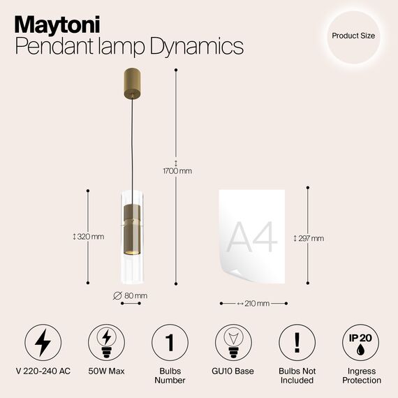 Подвесной светильник Maytoni MOD326PL-01MG, изображение 7