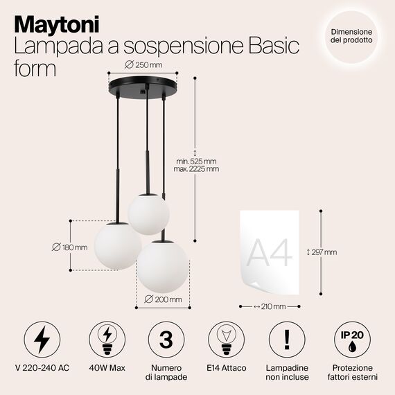 Подвесной светильник Maytoni MOD321PL-03B, изображение 4